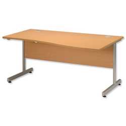 Influx Wave Desk Right-hand W1600xD1000xH720mm Beech - Item image