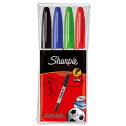 Sharpie Permanent Marker Fine Tip 1.0mm Line Assorted Ref S0810970 [Pack 4]