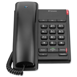 BT Converse 2100 Telephone 1 Redial Mute Function 3 Number Memory Slate Metallic Grey Ref 040206