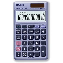 Casio Calculator Tax Exchange Handheld Battery Solar-power 12 Digit 3Key Memory 70x117x8mm Ref SL320TER