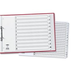 Concord Classic Index Mylar-reinforced Oblong Punched 4 Holes 1-10 A3 White Ref 04601/CS46