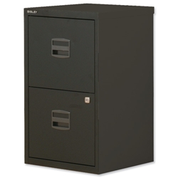 Trexus Filing Cabinet Steel Lockable 2-Drawer SoHo W413xD400xH672mm Black