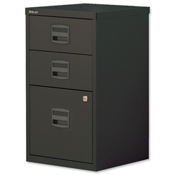 Trexus A4 SoHo Filing Cabinet Steel Lockable 3-Drawer W413xD400xH672mm Black