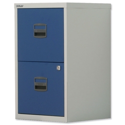 Trexus by Bisley SoHo Filing Cabinet Steel Lockable 2-Drawer A4 W413xD400xH672mm Grey and Blue