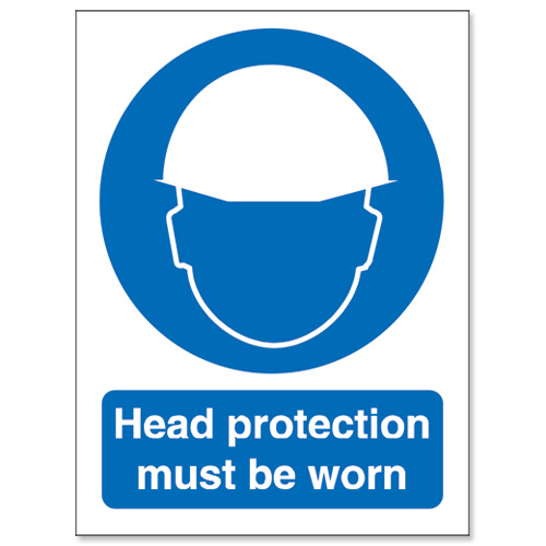 Stewart Superior Head Protection Must Be Worn Self Adhesive Sign Ref M005SAV M005SAV