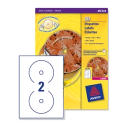 Avery  Labels Laser  CD/DVD 2 per Sheet Dia.117mm Black and White Ref L7676-100 [200 Labels]