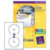 Avery Laser DVD/CD Labels 2 Per Sheet White [50 Labels] - L7760-25