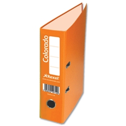 Rexel Colorado Lever Arch File Plastic 80mm Spine Foolscap Orange Ref 28116 [Pack 10]