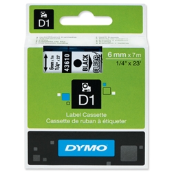 Dymo D1 Tape for Electronic Labelmakers 6mmx7m Black on Clear Ref 43610 S0720770