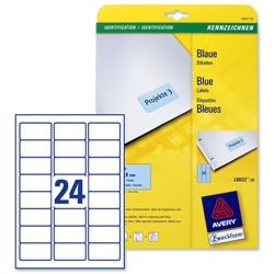 Avery Coloured Labels Laser 24 per Sheet 63.5x33.9mm Blue Ref L6032-20 [480 Labels] - Item image