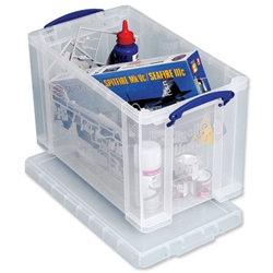 Really Useful Storage Box Plastic Lightweight Robust Stackable 24 Litre W270xD464xH282mm Clear Ref 24C