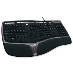 Microsoft 4000 Natural Ergonomic Keyboard Curved Gabled and Wrist Slope Black Ref B2M-00008 - Item image