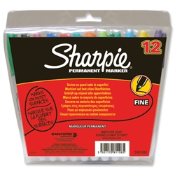 Sharpie Permanent Marker Fine Tip 1.0mm Line Assorted Ref S0811080 [Wallet 12]