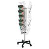 Display Stand Wire on Castors 3 Sides 21 x A4 Pockets Black/Chrome