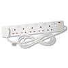 Extension Lead 6 Way Individually Switched Cable 2m White