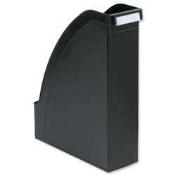 Leitz Plus Magazine File Extra Capacity with Adjustable Spine Label Holder A4 Black Ref 24760095