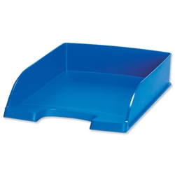 Leitz Plus Letter Tray Robust Polystyrene High-sided with Extra Label-space Blue Ref 52270035