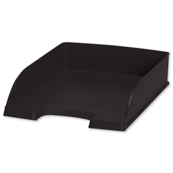 Leitz Plus Letter Tray Robust Polystyrene High-sided with Extra Label-space Black Ref 52270095