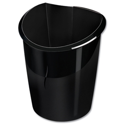 CEP Isis Waste Bin with Flattened Side Moulded Polystyrene 15 Litre Matt and Glossy Black Ref 2109501