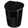 CEP Isis Waste Bin with Flattened Side Moulded Polystyrene 15 Litre Matt and Glossy Black Ref 2109501