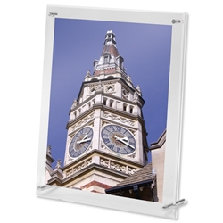Deflecto Sign or Menu Display Holder Wall-mounted Bevelled Edge Acrylic 216x279mm Ref 691290