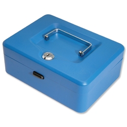 Cash Box with Simple Latch and 2 Keys plus Removable Coin Tray 150mm Blue Ref CBBL6