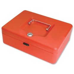 Cash Box with Simple Latch and 2 Keys plus Removable Coin Tray 200mm Red Ref CBRD8