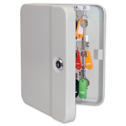 Key Cabinet Steel with Lock and Wall Fixings 30 Colour Tags 30 Numbered Hooks W165xD80xH200mm Ref KC30