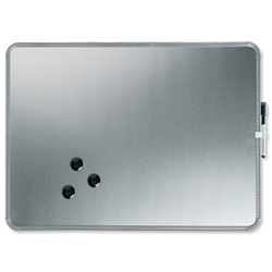 Nobo Whiteboards SlimLine Drywipe Board Magnetic with Pen and Built-in Eraser 430x14x580mm Silver Ref QB05742C
