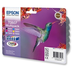 Epson T0807 Inkjet Cartridge Claria Hummingbird 6 Colours Ref C13T08074010 [Pack 6]