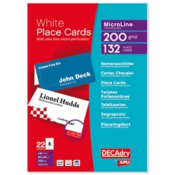 DECAdry Place Cards for Folding 200gsm 6 per A4 Sheet 85x46mm when Folded Ref OCB3713-3 [Pack 132 Cards]