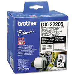 Brother Label Continuous Paper Tape 62mmx30.48m White Ref DK22205
