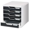 Exacompta Modulo Filing Unit 5 Drawer Set with Lock A4 Grey and Black Ref 301014D