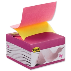 Post-it® Z-Notes in Decorative Dispenser 76x76mm [3x3 inches] Neon Yellow/Pink Ref B330-F [200 Sheets]