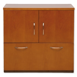 Emperial Lateral Filing Unit Cupboard W800xD400xH760mm Cherry Veneer Black Trim - Item image