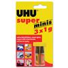 UHU Super Glue Minis Fast-acting High-strength Adhesive in Tubes 1g Ref 45415 [Pack 3]