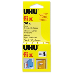 UHU Fix 50 Adhesive Cushion Pads Double-sided Load Capacity 300g 50 Pads Ref 40259