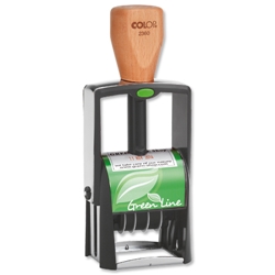 Colop 2360 Green Line Custom Metal Stamp Self-Inking Text and Date Imprint 45x30mm Ref 2383604000 - Item image