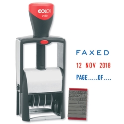 Colop 2160/RL Date Text Stamp Self-Inking Metal Frame 12 Years Imprint 41x24mm Red/Blue Ref 2331504230 - Item image