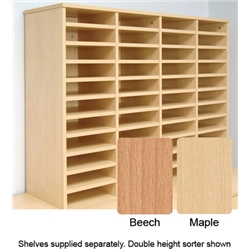 Tercel Post Room Sorter Hutch Add-on Single Height 4 Bay Can Fit 24 Shelves W1280xD360xH620mm Beech