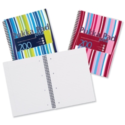 Pukka Pad Jotta Notebook Wirebound Plastic Ruled 80gsm 4 Hole 200pp A4 Assorted Ref JP018 3/4 [Pack 3]