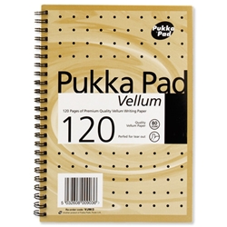 Pukka Pad Vellum Notebook Wirebound Perforated Ruled 80gsm 120pp A5 Vellum Ref VJM/2 [Pack 3]
