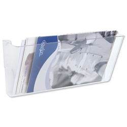 Deflecto Literature Wall Pocket Stackable Landscape Oversized W413xH178mm Crystal Ref DE74301