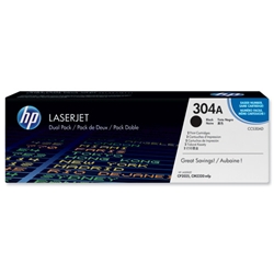 Hewlett Packard (HP) No. 304A Laser Toner Cartridge Page Life 3500pp Black Ref CC530AD [Pack 2]