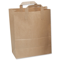 Ambassador Brown Paper Carrier Bags Flat Handle W254xD140xH300mm Ref SOSLGEB [Pack 250]