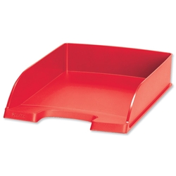 Leitz Plus Letter Tray Robust Polystyrene High-sided with Extra Label-space Red Ref 52270025