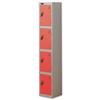 Trexus Plus 4 Door Locker W305xD305xH1780mm Silver Red - 864176