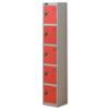 Trexus Plus 5 Door Locker W305xD305xH1780mm Silver Red - 864655