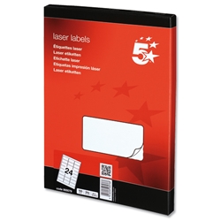 5 Star Addressing Labels Laser 24 per Sheet 64x34mm White [2400 Labels]