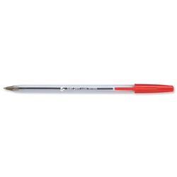 5 Star Clear Ball Pen Medium 1.0mm Tip 0.4mm Line Red [Pack 50]